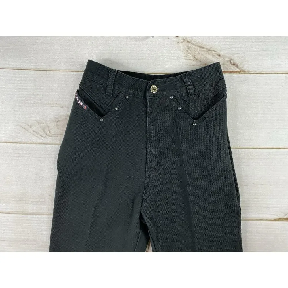 Vtg Blaze Jeans Womens 3/25 Black Studded Bareback Hi-Rise Rodeo Horse Riding